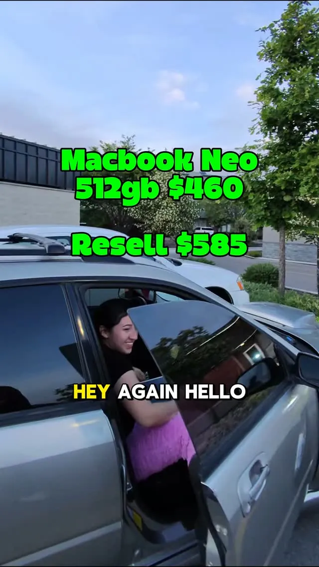 A returning customer selling a second MacBook from her car